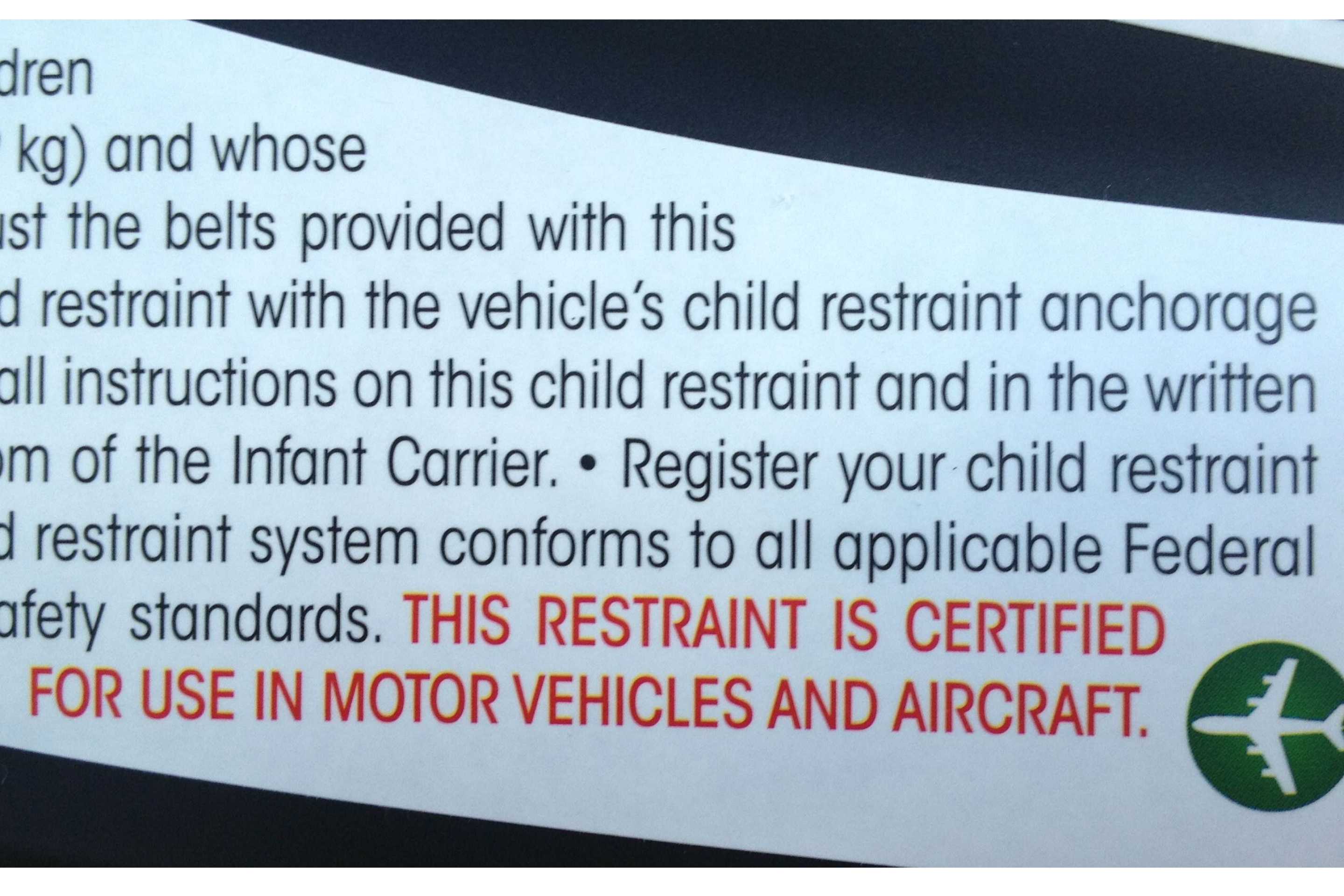 FMVSS 213: Certified for use in aircraft